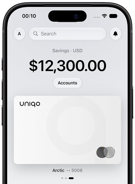 Uniqo — fintech app screen